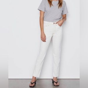 FRAME Denim Le Italien Straight High Waist Jeans Blanc Ivory Size 26 Brand New